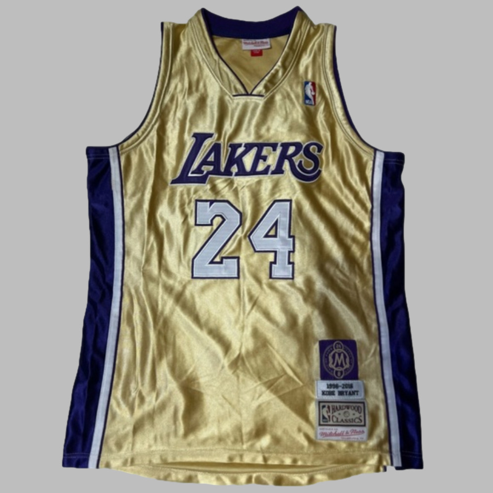 Kobe Bryant. Los Angeles Lakers Gold Mitchell & Ness Hall of Fame Jersey.